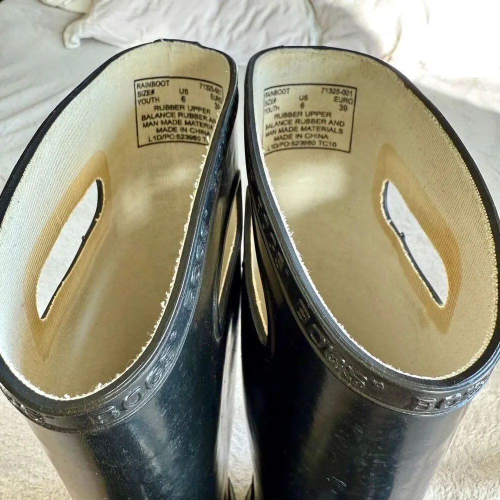 BOGS Big Boys Solid Black Rainboots Size 6